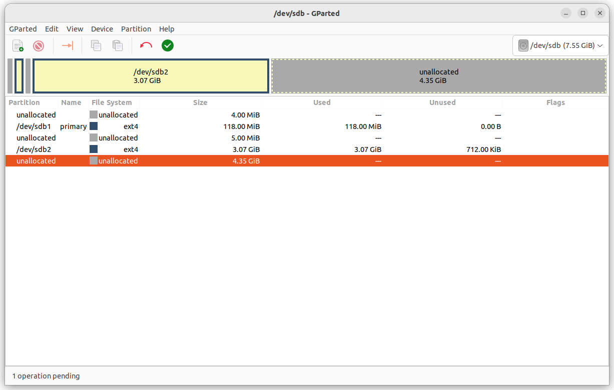GParted: Partition layout after resize